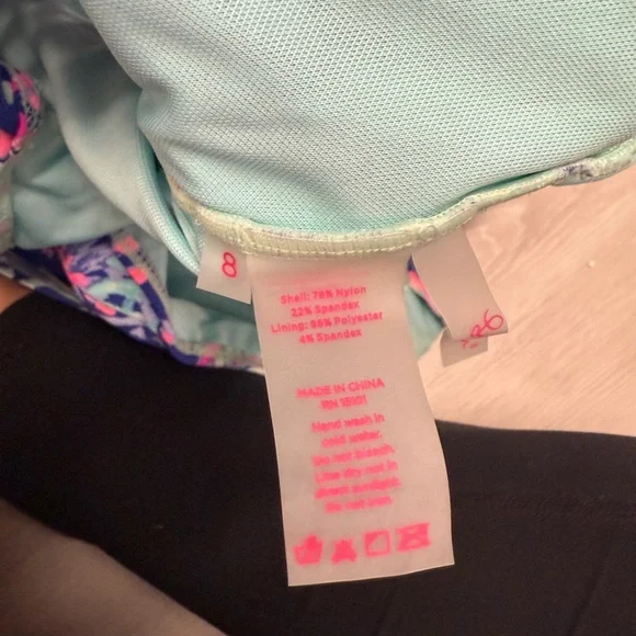 Lilly Pulitzer Blue and Pink One Piece Swimsuit Floral Design - Picture 4 of 4